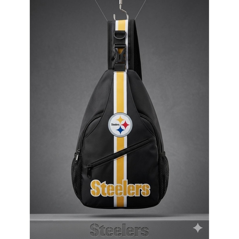 Pittsburgh Steelers Crossbody Sling Bag - Black NFL Shoulder Bag